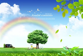 PSD唯美彩虹天堂